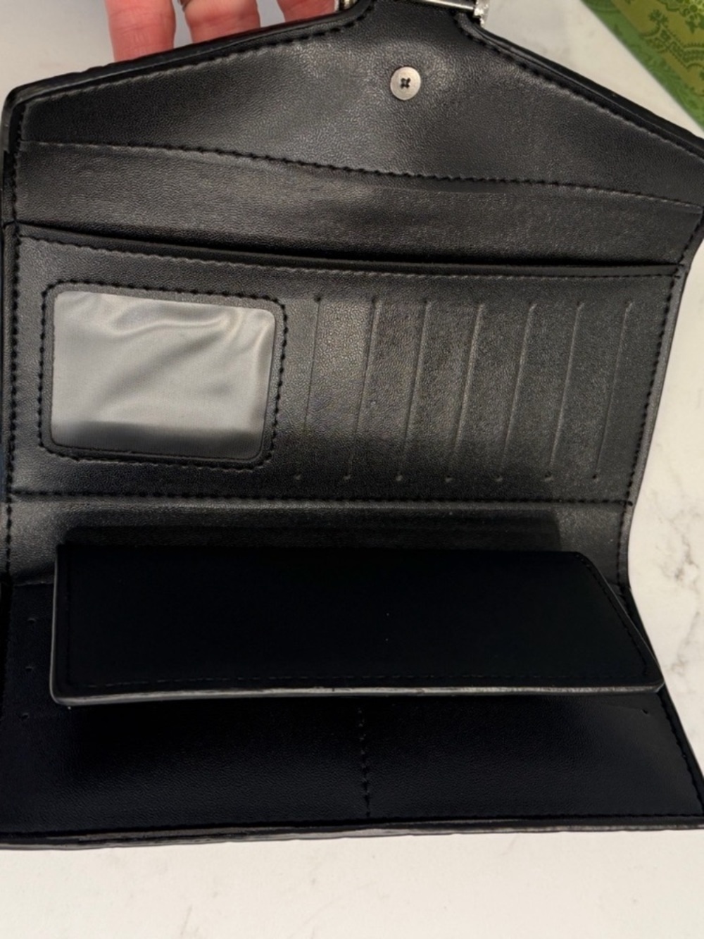 Embossed Leather Wallet with Silver-Tone Hardware - Picture 7 of 10